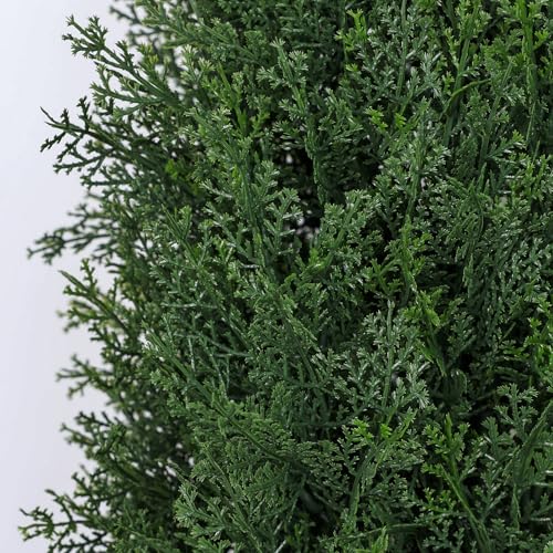 Artificial Cedar Topiary Trees, 5FT UV Resistant Topiary Trees Artificial Outdoors, Realistic Pre-Potted Faux Cypress Plants for Outdoor Porch, Home Entryway, and Garden Decor, Set of 2 - size: 5FT (59inch)