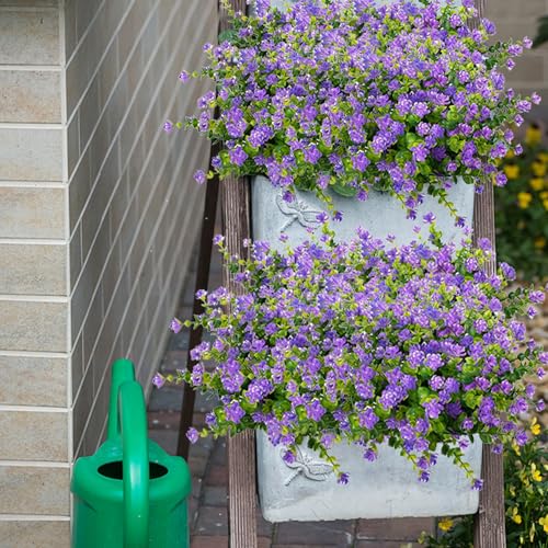 NETAP Outdoor Artificial Flowers UV Resistant, 20 Bundles Fake Realistic Floral Greenery Plants for Outside Porch, Window Boxes, Garden, Yard, Inside Home Table Decor, Purple - color: Purple