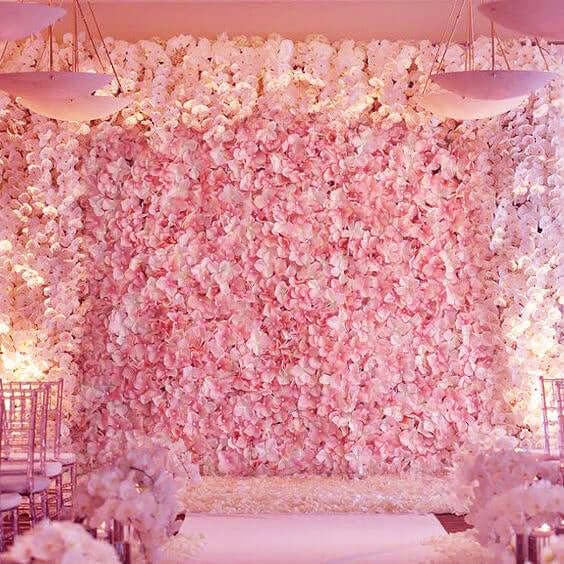 Tableclothsfactory 4 PCS Pink & Cream Silk Hydrangea Flower Mat Wall Wedding Event Decor for DIY Centerpiece Arrangement Party Decorations - color: Pink