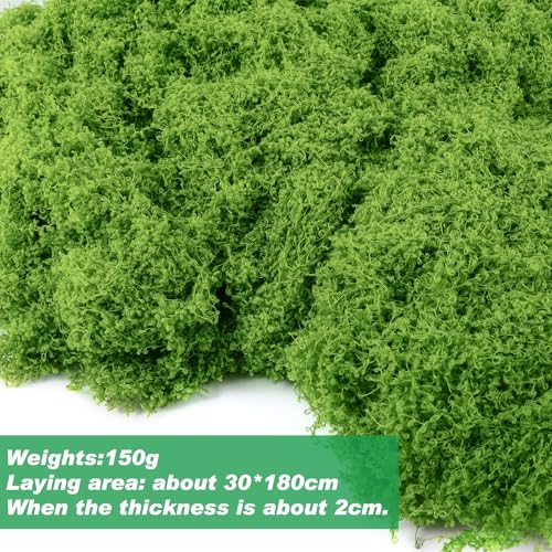Draupnir Fake Green Moss for Plants Indoor, 5.3OZ Fake Moss for Crafts Preserved for DIY Decorative mossTable Centerpieces Decor Fairy Garden Floral Wedding (150g) - color: Light Green
