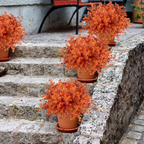 NETAP Outdoor Artificial Flowers UV Resistant, 20 Bundles Fake Realistic Floral Greenery Plants for Outside Porch, Window Boxes, Garden, Yard, Inside Home Table Decor,RedOrange - color: Redorange
