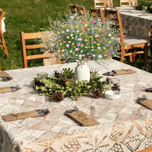 4 Bunches Artificial Flower Silk Fake Wildflowers Bouquet for Bedroom Kitchen Bathroom Home Garden Patio Hanging Planters and Other Interior Decorations (Mixed Colors) - color: 4pcs
