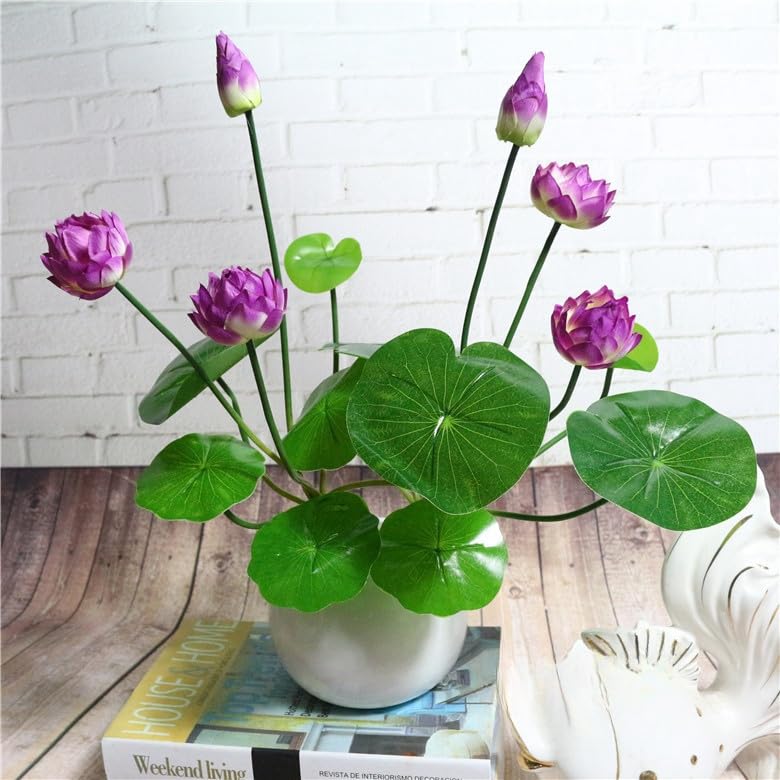 3 Pcs Purple Artificial Lotus Flowers, 10" Silk Plants, Realistic Fake Flowers, Flexible Stems, Perfect for Home Decor, Wedding, Party, Shop, Cafe, Restaurant, Office, Indoor, Outdoor - color: Purple