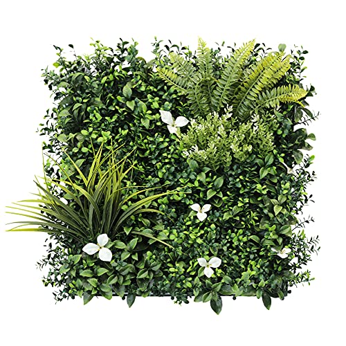 ECOOPTS 20"x20" Faux Ivy Privacy Fence Screen Artificial Boxwood Panels Topiary Hedge Plants for Indoor Outdoor Decoration, #5 Mixed Leaves, 6 Packs - color: #5 Mixed Leaves, size: 20"x20"