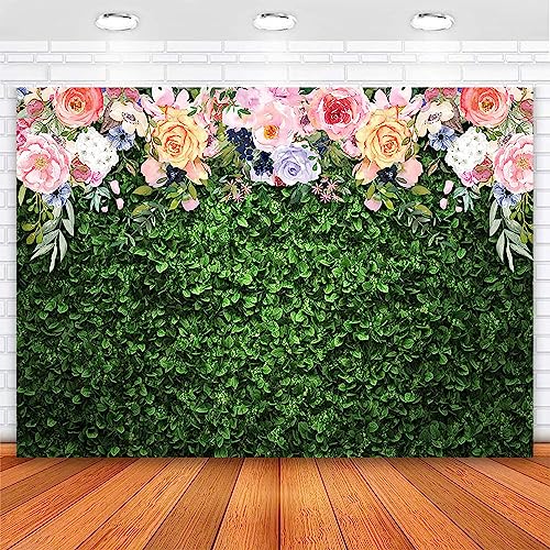 Avezano Custo m 7 x 5 ft Flower Grass Photography Backdrop Green Grass Lawn Party Background Birthday Baby Shower Wedding Bridal Shower Backdrops Cake Table Decor - size: Custimize 7x5 (82x59inch)