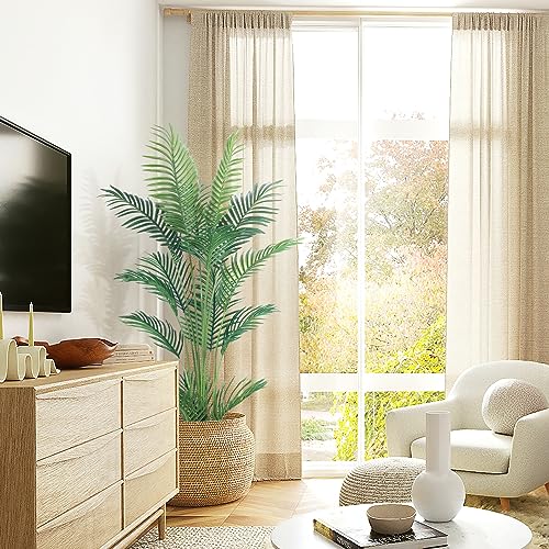 HAIHONG 4.5FT Artificial Palm Tree,Faux Areca Palm Plant with Real Touch Leaves and Adjustable Branches,Fake Tropical Palm Tree for Home Office Indoor Outdoor Modern Decoration - color: Areca Palm Plant, size: 4.5FT-1Pack