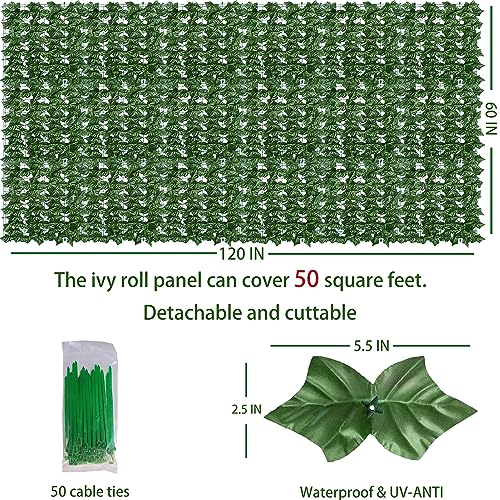 ODTORY Artificial Ivy Privacy Fence Wall Screen,60X120 in UV-Anti Faux Greenery Backdrop Ivy Vine Leaf Hedges Fence Panels for Patio, Balcony, Garden, Backyard Indoor Outdoor Green Wall Decor - size: 60 in x 120 in- Vine Leaf