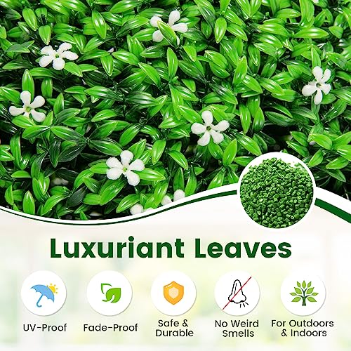 Goplus 2 PCS 19.5 Inch Artificial Plant Topiary Ball, Round Holly Faux Boxwood Balls Outdoor with White Flowers, Garden Spheres Decorative for Front Door, Porch, Backyard, Balcony, Patio, Wedding - size: 19.5 Inch