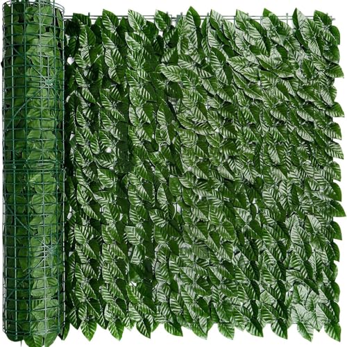 Artificial Ivy Privacy Fence Wall Screen, Artificial Hedges Fence and Faux Ivy Vine Leaf Decoration for Outdoor Garden Decor (20x120 in)