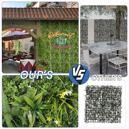 ECOOPTS 20"x20" Faux Ivy Privacy Fence Screen Artificial Boxwood Panels Topiary Hedge Plants for Indoor Outdoor Decoration, #15 Mixed Leaves, 6 Packs - color: #15 Mixed Leaves, size: 20"x20"