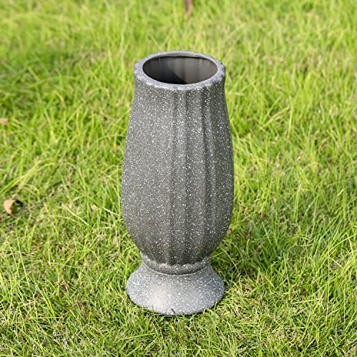 10” Cemetery Vases with Metal Spike for Artificial Flower Grave Decorations | Headstones Flower Holder with Drainage Hole for Artificial Flowers-Cemetery Vases for Grave Memorials Sympathy Gift - color: Black Granite