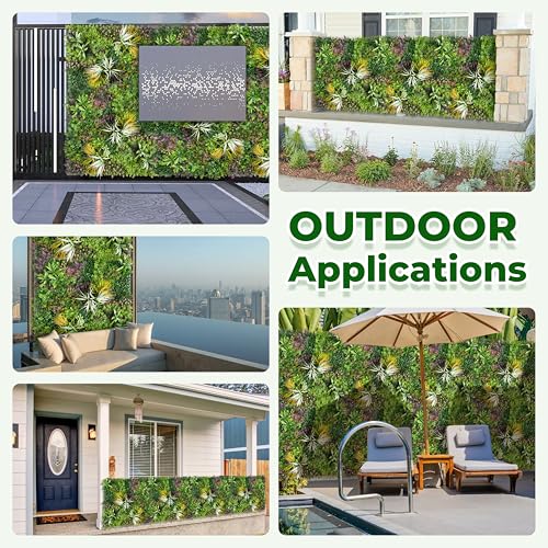 Artificial Grass Wall Panels: 20''x20''(12PCS) Boxwood Hedge Panels, UV-Anti Privacy Fence Screen, Fake Greenery Backdrop for Indoor Outdoor Garden, Party, Wedding Decor - size: 20"x20" 12P
