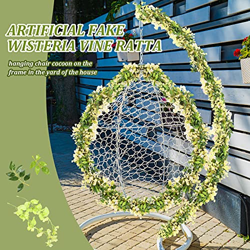 Syhood 4 Pieces 26 Ft in Total Green Wisteria Garland Hanging Flowers Artificial Vine Wedding Silk Wisteria Hanging Flower for Wedding Arch Home Garden Party Outdoor Decor - color: Green