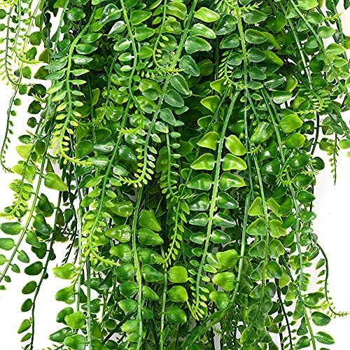 SzJias Artificial Hanging Plants Fake Plants Ferns Faux Hanging Plants for Patio Porch Outdoor Plants Decor (6 Pcs)