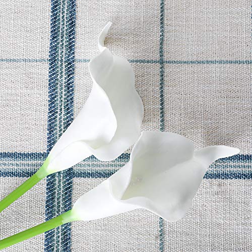 DuHouse 20Pcs Artificial Calla Lily Flower Real Touch Latex Flowers for DIY Wedding Bouquet Party Home Decor (Pure White) - color: Pure White, size: 20pcs