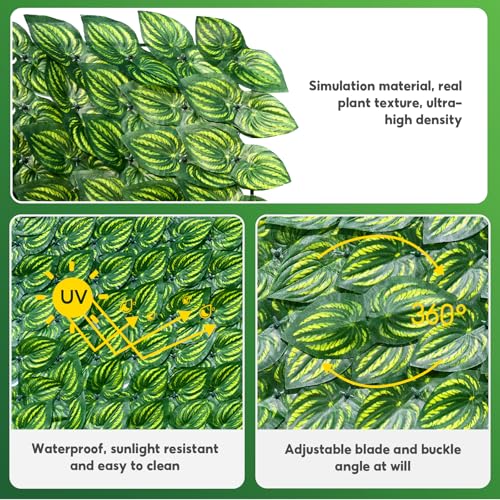 Artificial Ivy Privacy Fence Screen, 120x40 inch Artificial Hedge Grass Wall, Faux Ivy Fence Privacy Screen, Decoration for Patio Balcony Garden Backyard Indoor Outdoor Decor, Color Watermelon Leaves - color: Color printing watermelon leaves, size: 120x40