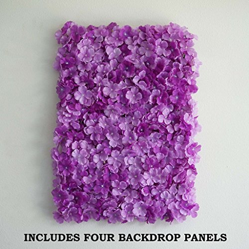 Tableclothsfactory 4 PCS Purple Silk Hydrangea Flower Mat Wall Wedding Event Decor for DIY Centerpiece Arrangement Party Decorations - color: Purple