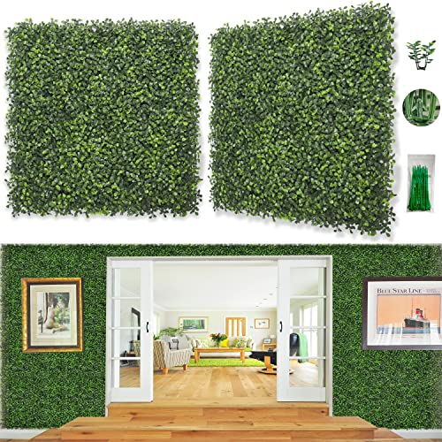 Bybeton Artificial Boxwood Grass Wall Panels,24 Pack 20"x 20" UV-Anti Grass Backdrop& Greenery Wall Panels for Indoor Outdoor Privacy Protected and Garden, Balcony,Privacy Fence Screen Décor - size: 20*20IN 24Pcs