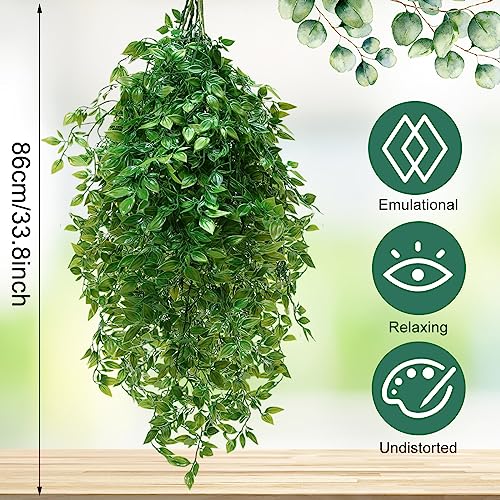 Hoteam 12 Pcs Artificial Hanging Plants 32 Inch Fake Ivy Vines with Fake Leaves Patio Artificial Plants Greenery for Living Room Indoor Outdoor Wall, No Basket (Vine) - color: Vine