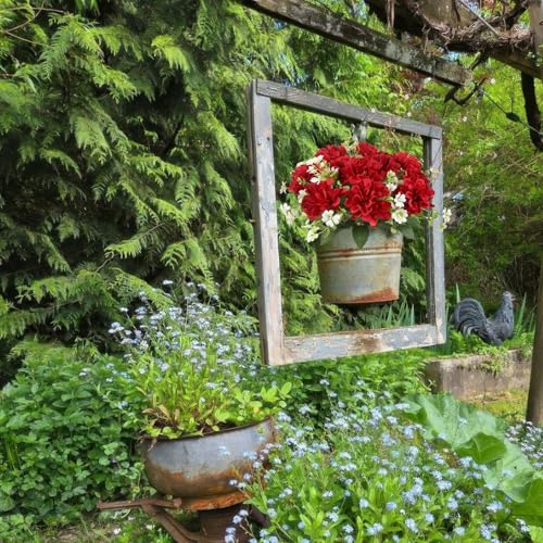 3 Pcs Silk Cemetery Flowers Artificial Geraniums for Outdoors UV Resistant Dark Red Artificial Topiary Potted Faux Flowers for Planters Outdoor Hanging Front Porch Garden Patio Grave Decor - color: Dark Red