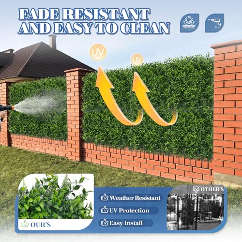 ECOOPTS 20"x20" Faux Ivy Privacy Fence Screen Artificial Boxwood Panels Topiary Hedge Plants for Indoor Outdoor Decoration, #9 Mixed Leaves, 6 Packs - color: #9 Mixed Leaves, size: 20"x20"