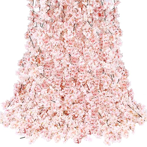Sggvecsy Cherry Blossom Garland Artificial Cherry Flower Vines 10 Pack Hanging Silk Flowers Garland for Home Wedding Garden Party Arch Office Decor (Pink) - color: Pink, size: 10pcs