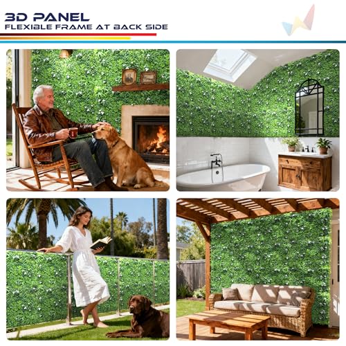 Windscreen4less 1 PC 40"x40" Artificial Boxwood Panels Faux Plant Grass Green Wall Panel Decoration for Outdoor Indoor Garden Backyard (Style 2) - color: 3d Panel Style 2, size: 40"x40"