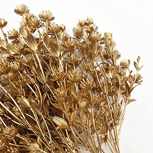 PASYOU Gold Fake Plants, Artificial Flowers Decoration for Christmas Golden Leaves Grass Plastic Faux DIY Crafts Indoor Outdoor Home Garden Party Room Bedroom Wedding Table Centerpiece Decor, 4 Pack - color: Gold Babys Breath - 4 Pack