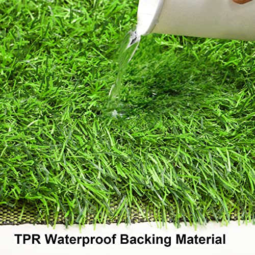 Fasmov Green Artificial Grass Rug Grass Carpet Rug, 3.2' x 6.5' Realistic Fake Grass Deluxe Turf Synthetic Turf Thick Lawn Pet Turf, Indoor/Outdoor Area Rug