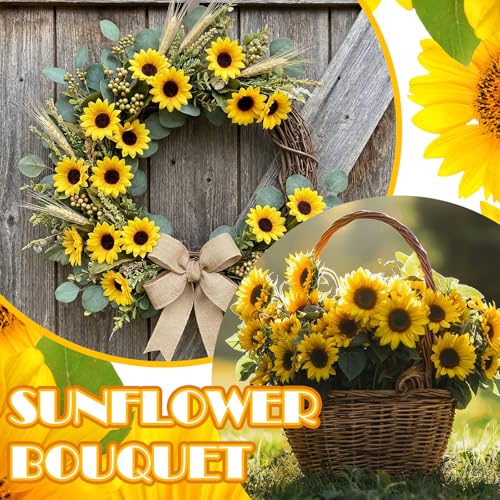 Wavwavw 50 Pcs 2.76 Inch Mini Artificial Sunflower Heads with Iron Stems for Home Party Decoration Wedding Decor, Bride Holding Flowers Centerpieces Wreath Garden DIY Art Decor Crafts - size: 2.76 Inch