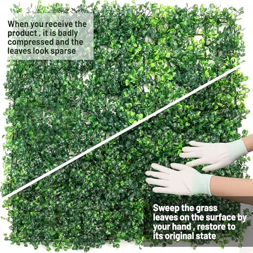 12Pcs 10” x 10” Grass Wall Panels, Artificial Greenery Backdrop Boxwood Panels with 50 Zip Ties, Anti-UV Fake Grass Decor for Indoor Outdoor Privacy Wall Garden Party (Green-12P) - color: Green-12P