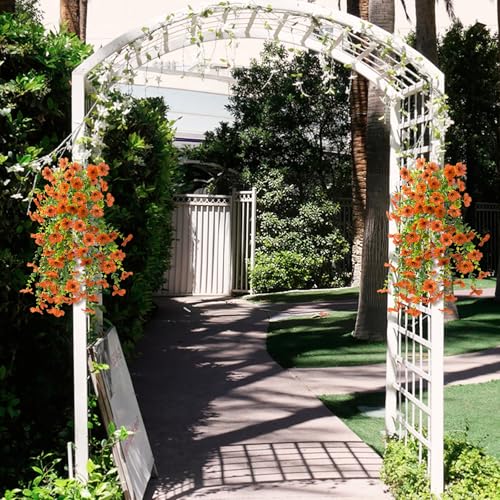 ZFProcess Artificial Hanging Flowers Plants for Outdoor Fall Decoration, 2PCS Faux Silk Daisy UV Resistant Look Real for Outside Home Indoor Planter Porch Window Yard Autumn Decor(Orange) - color: Orange