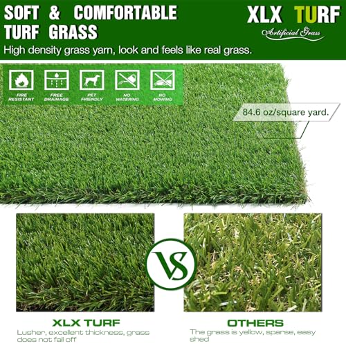 XLX TURF 4 FT x 4 FT Artificial Grass Outdoor Rug, Thick Pets Friendly Fake Grass for Dogs Potty, Turf Carpet for Balcony Patio - size: 4FT X 4FT 25mm
