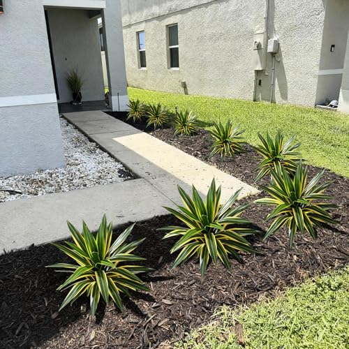 Artificial Agave Plant Fake Agave Planters for Indoor Outdoor Faux Agave Plants Real Touch Realistic Greenery for Home Living Room Office Bathroom Garden Front Porch Patio Decor (17inch-2 Pcs Yellow) - size: 17inch-2 Pcs Yellow
