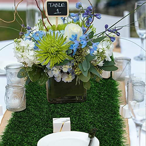 XLX TURF Green Artificial Grass Table Runner for Sport Golf Spring Summer Party Decorations - 12 x 36 Inches Short Fake Grass Crafts Table Centerpiece Wedding Baby Shower - size: 12 x 36 Inches / 1PC