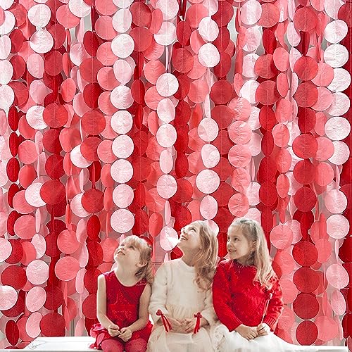 192 Ft Red Party Decorations Ombre Red Polka Dot Backdrop Streamer Tissue Paper Circle Dots Hanging Garland for Birthday Graduation Engagement Wedding Anniversary Valentines Holiday Hen Party Supplies - color: Ombre Red
