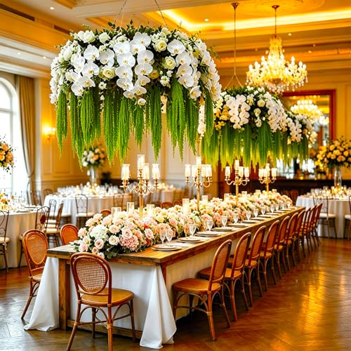 5Pcs Dried Amaranthus Hanging Flowers, 53" Neon Green Preserved Natural Wisteria for Wedding Arch, Table Centerpiece, Wall Hanging Lover Tears, Floral Arrangement (Green) - color: Green