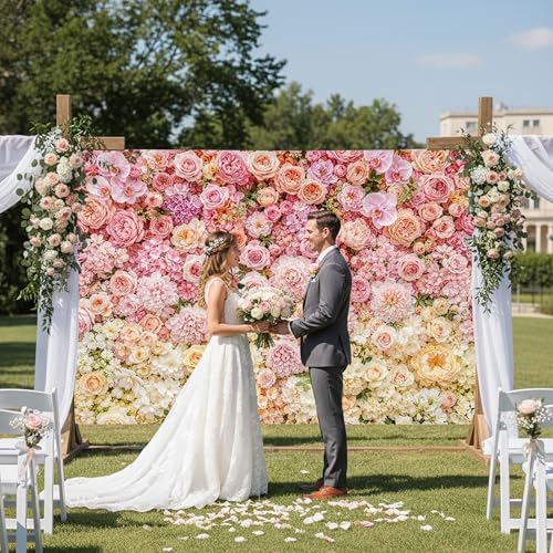 JAWO 7X5ft Blush Pink White Rose Floral Wall Backdrop, Mixed Flower Photo Background for Wedding Bridal Shower, Girls Birthday Baby Shower, Mother’s Day Valentine Cake Table Decor Studio Props - color: Pink3, size: 7X5