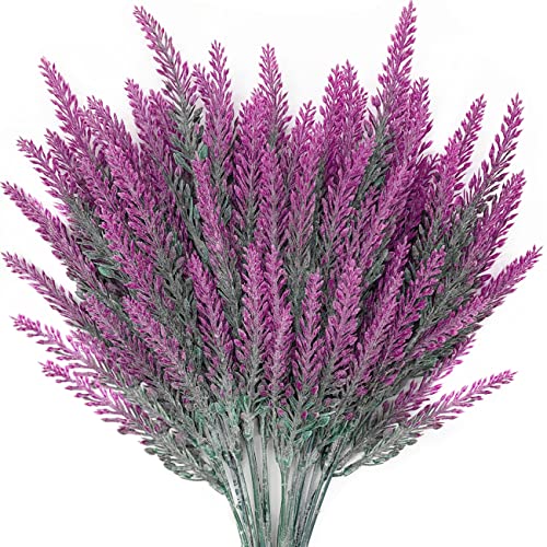 CATTREE Artificial Lavender - Fuchsia 4 Pack, Fake Flowers Plastic Plants Shrubs Bushes for Indoor Outdoor Home Wedding Bridal Party Garden DIY Centerpieces Arrangements Simulation Craft Decoration - color: Lavender-fuchsia-4pcs