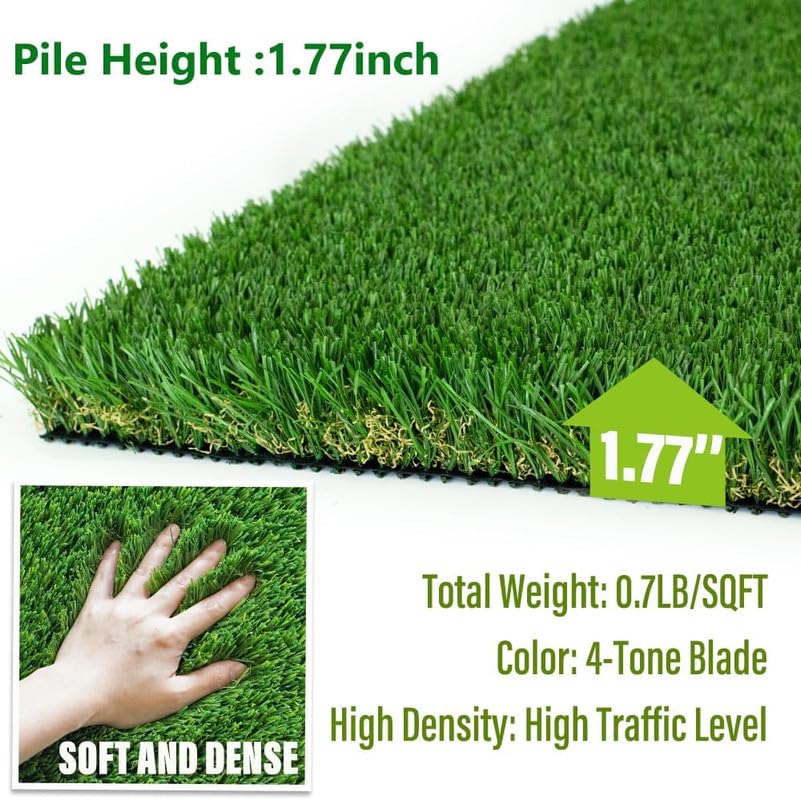 ALTRUISTIC Ultrathick Heavy Duty Artificial Grass Turf 1FTX5FT,1.77 Inch Luxurious PU Backing Indoor/Outdoor Dog Synthetic Grass,Garden Landscape Patio Fake Faux Grass Rug Mat,Sent by ROLLED - size: 1FTX5FT