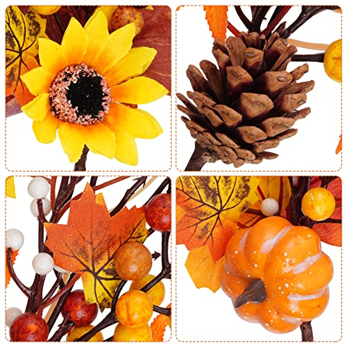 6 Pack Artificial Maple Leaves Branches Autumn Pumpkin Berry Twig Stem Orange Fall Stems Fake Artificial Flower Picks for Thanksgiving Christmas Harvest Festival Decoration DIY Floral Arrangements - color: Style 2