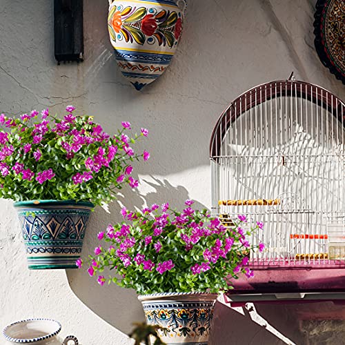 10PCS Artificial Flowers, Fake Artificial Greenery UV Resistant No Fade Faux Plastic Plants for Wedding Bridle Bouquet Indoor Outdoor Home Garden Kitchen Office Table Vase(Fuchsia) - color: Fuchsia