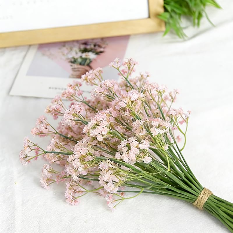 10 Pcs Babys Breath Light Pink Artificial Flowers, Real Touch Gypsophila Fake Flowers for Wedding, Home Decor, Vase Filler, Table Centerpieces, Party Decorations - color: 10pcs Light Pink