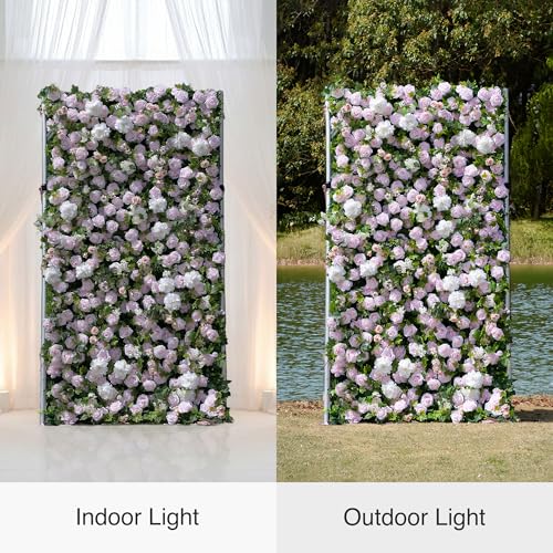 Artificial Flower Wall Panels, 3D Silk Floral Wall Backdrop, Rose Wall for Wedding, Baby Show, Party and Home Decor, Quick Assembly/Storage, Both Eco ＆ Pet Friendly, 4ft*8ft - color: Pinkchico, size: 4ft*8ft