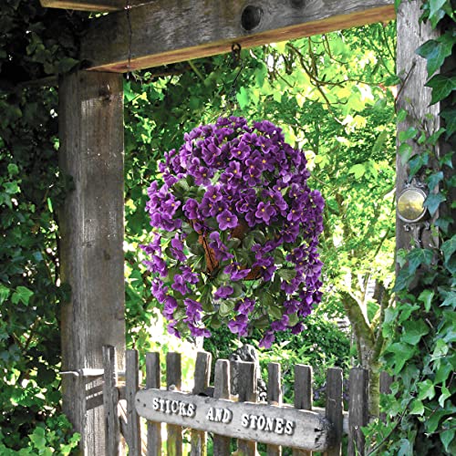 INQCMY Artificial Hanging Flowers Basket for Outdoor Summer Decoration,4pcs Faux Silk Begonia in Planter Look Real UV Resistant for Outside Home Porch Patio Balcony Yard Decor(Purple) - color: Purple