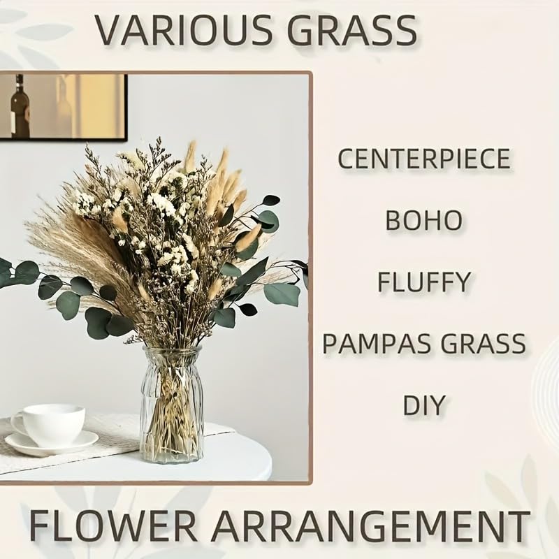 Boho Spring Dried Floral Bouquet for Vase – Pampas Grass, Bunny Tail and Greenery 17 Inch (Soft Neutral) - color: Soft Neutral