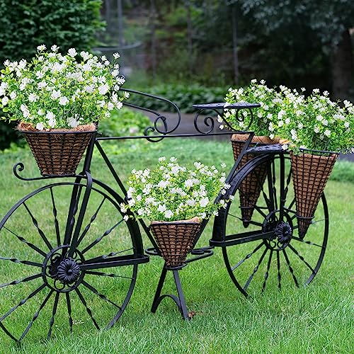 AmyHomie 20 Bundles Artificial Flowers for Outdoor Outside Spring Summer Decoration UV Resistant Faux Flowers No Fade Fake Plastic Plants Garden Porch Window Box Decorating - color: White-eucalyptus, size: 20