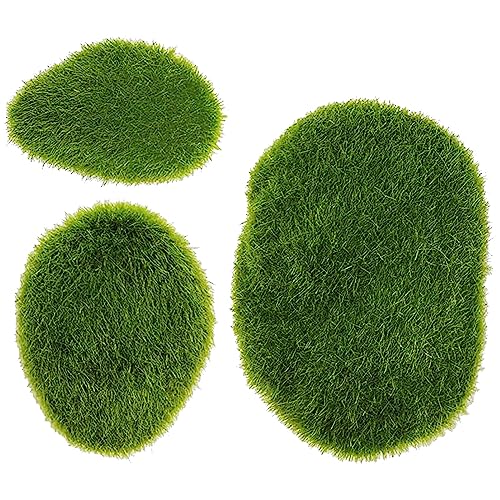 Anxingo 30 Pcs Artificial Moss Stones, 3 Size Fake Moss Decor, Decorative Stones Covered with Faux Green Moss, Green Moss Balls for Floral Arrangements, Crafting and Fairy Gardens