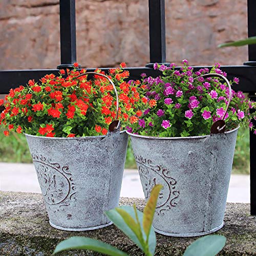 RECUTMS 8 Bundles Artificial Flowers Outdoor UV Resistant Plants Fake Greenery Foliage Shrubs for Indoor Outside Hanging Plants No Fade Faux Plastic Plants Garden Porch Window Box Décor (Fuchsia) - color: Fuchsia, size: 8 Pcs