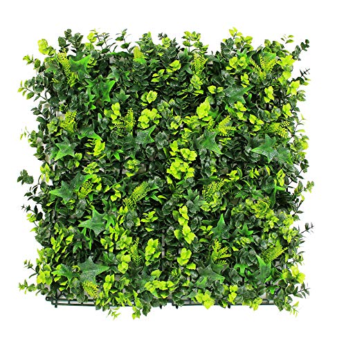 Artificial Grass Wall Panels, 12pcs 20"x20" Plant Wall Mats for Greenery Backdrop, 3 sqms Outdoor Green Hedges for Privacy Screening Fence Covering - color: A009